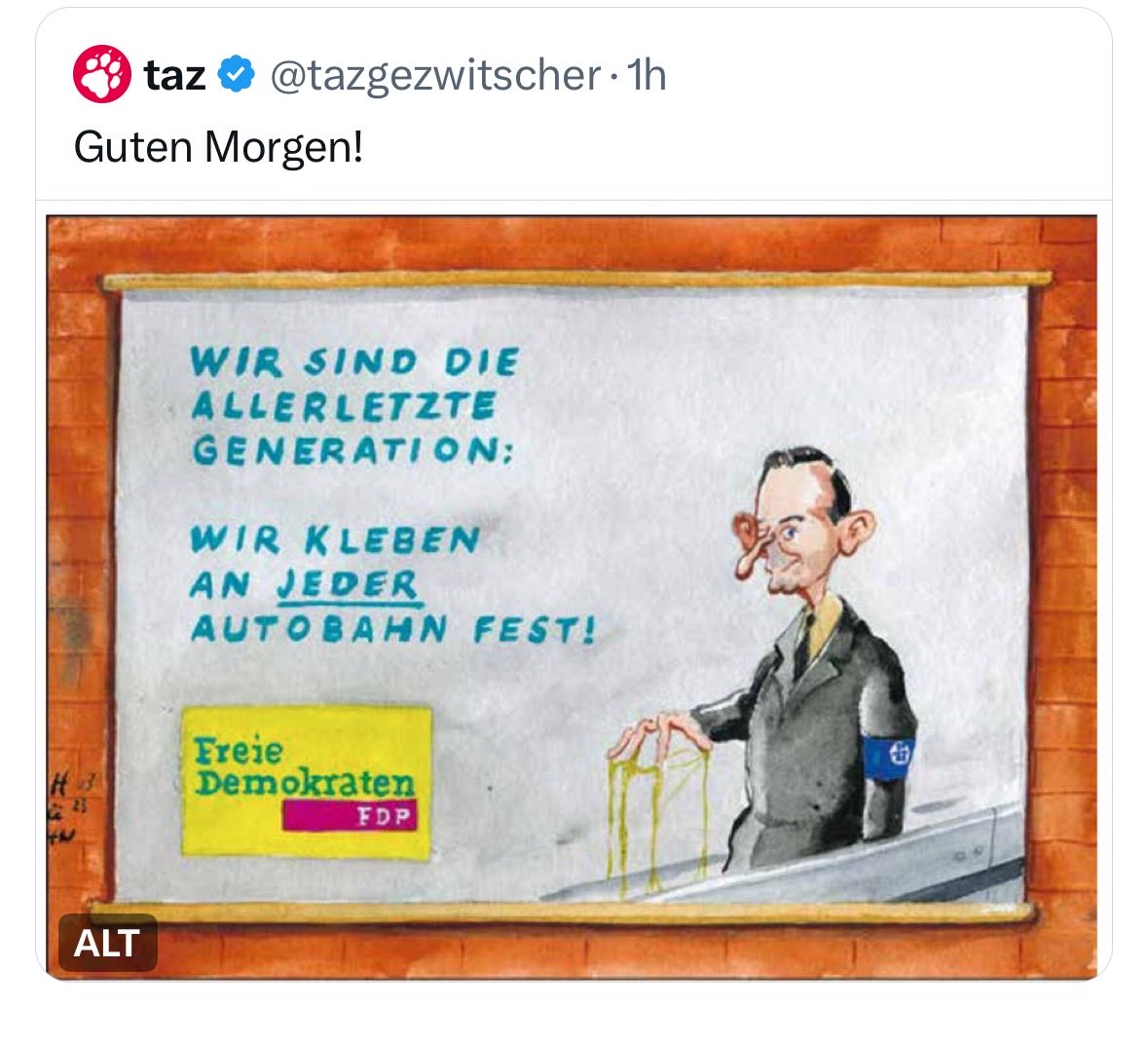 Linke Tageszeitung "taz" distanziert sich von Karikatur mit Nazi-Bezug zur FDP und Autobahnen